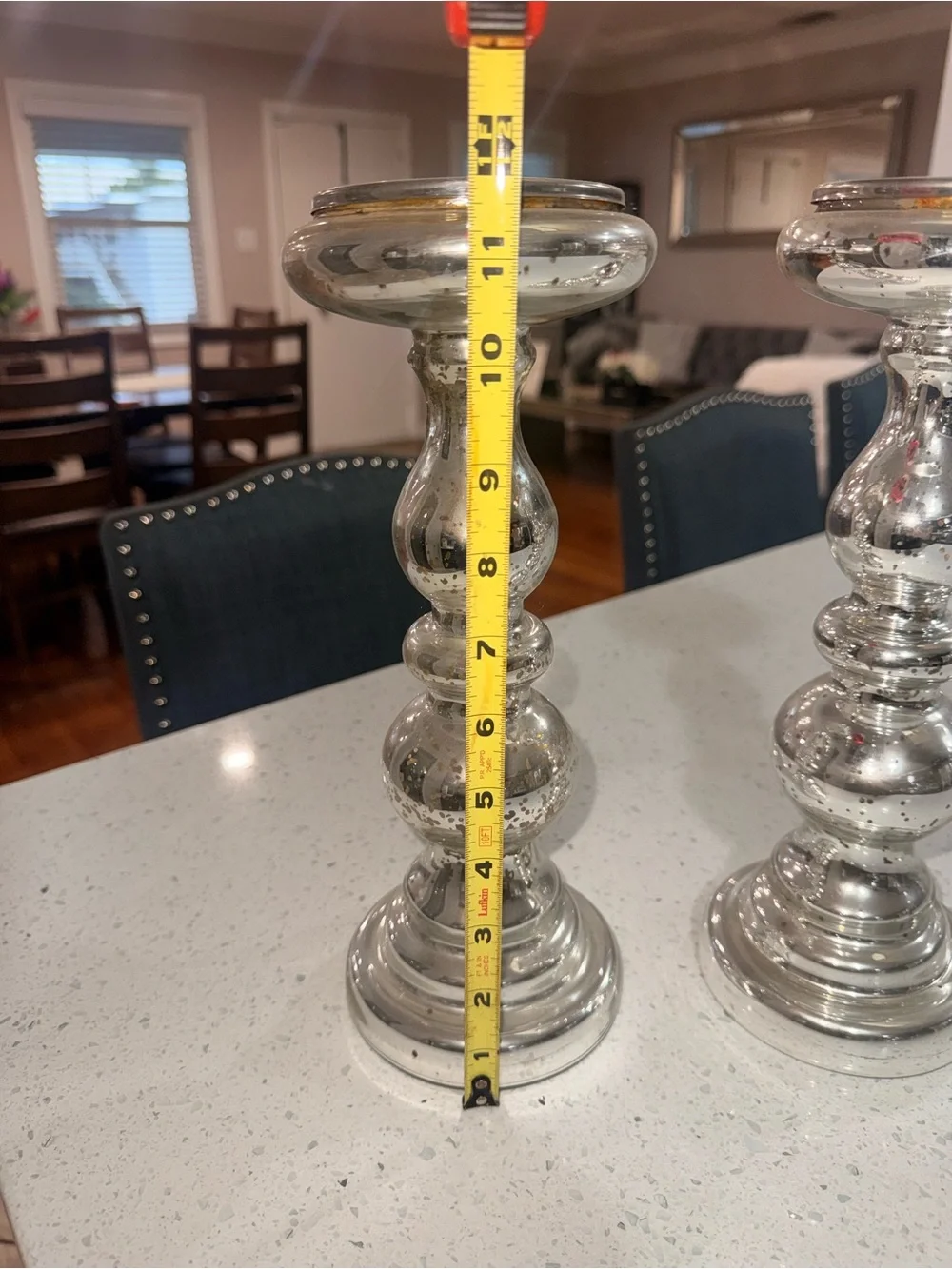 Silver Mercury Glass Candlestick Holders -